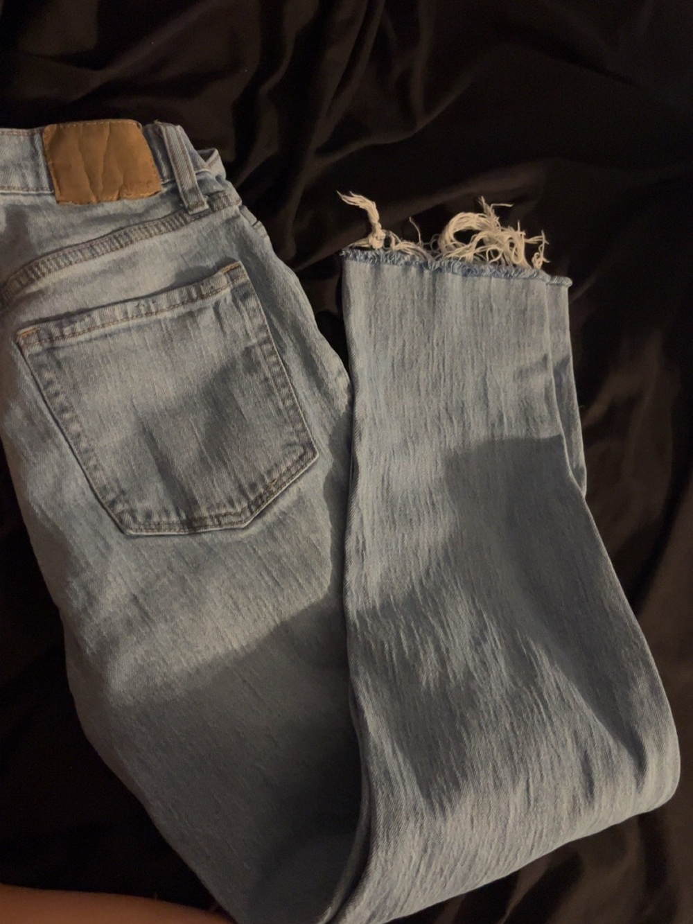 Aeropostale Light Blue Straight-Leg Raw Hem Jeans